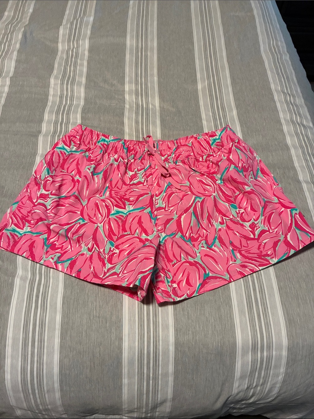 Lauren James Pink Floral Drawstring Athletic Shorts